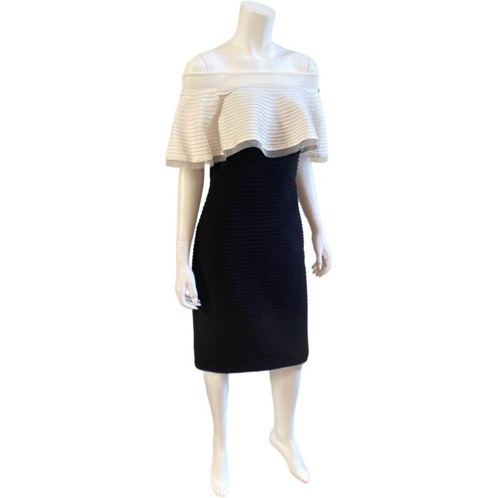 NWT Tadashi Shoji Tabora Off Shoulder Pintuck Jersey Dress, size Medium - Picture 2 of 16